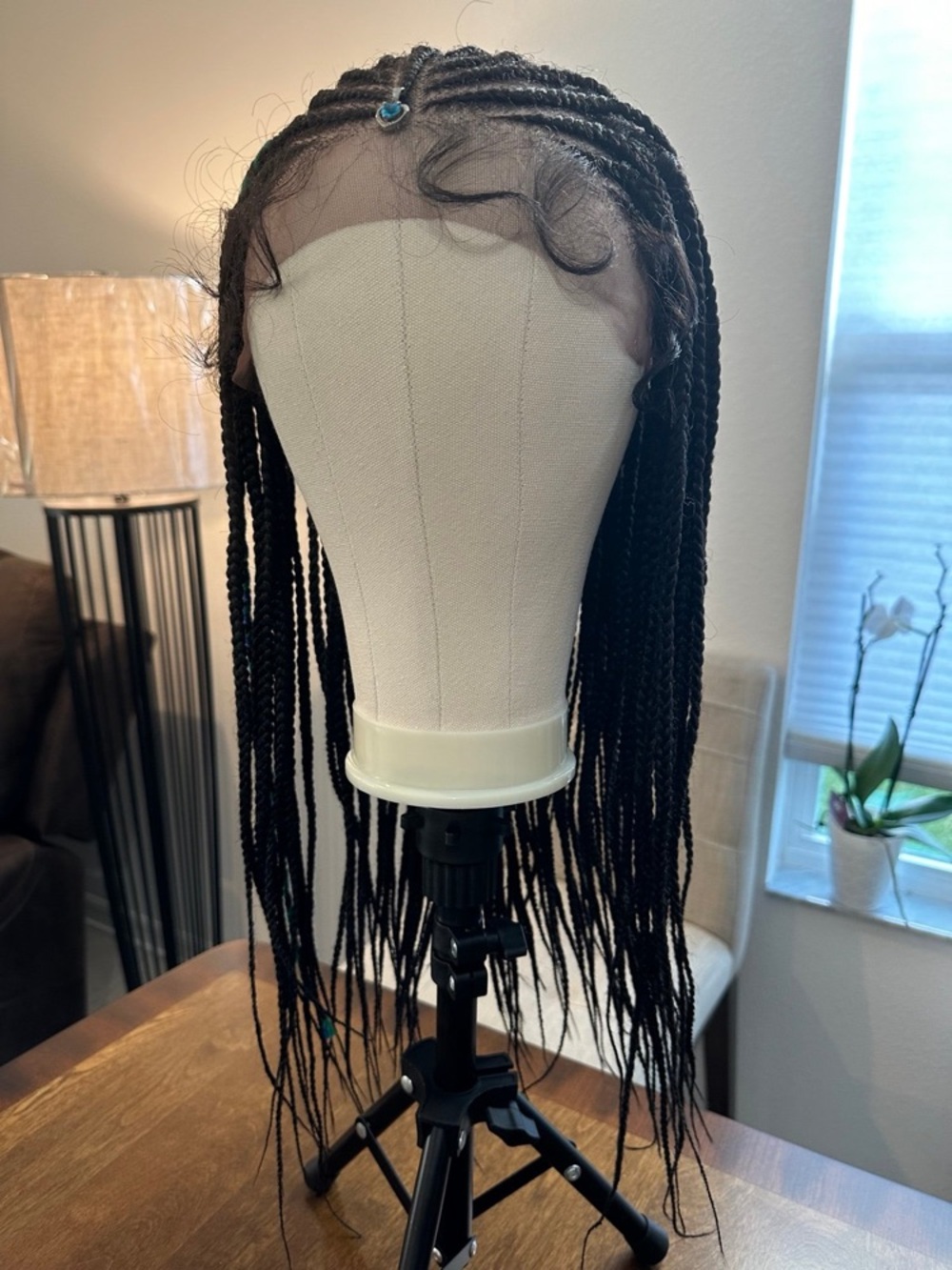 Hand-Braided Lace Front Wig in Dark Brown with Baby Hairs